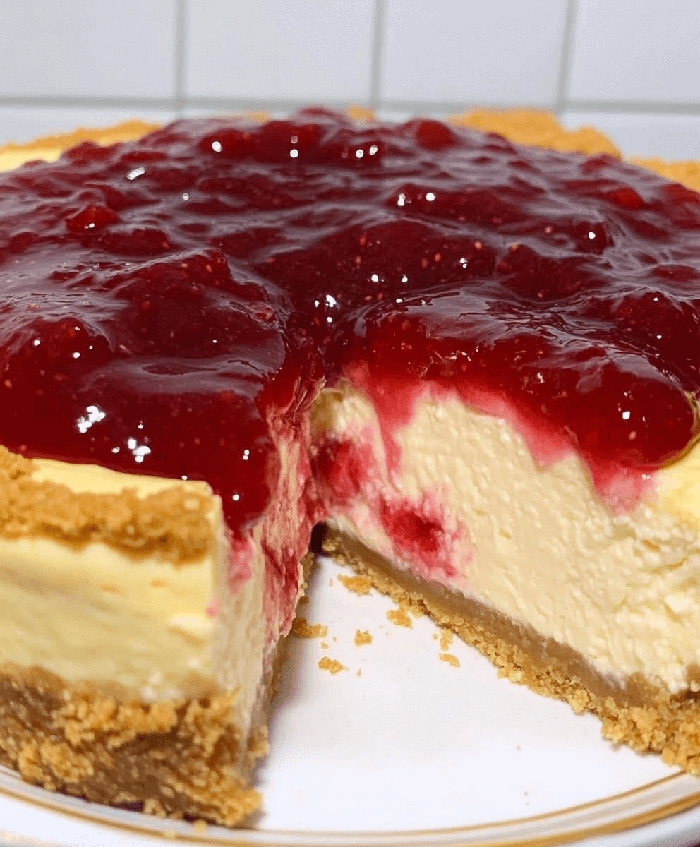Creamy Cheesecake with Strawberry Homemade Jam 0relo2n 1