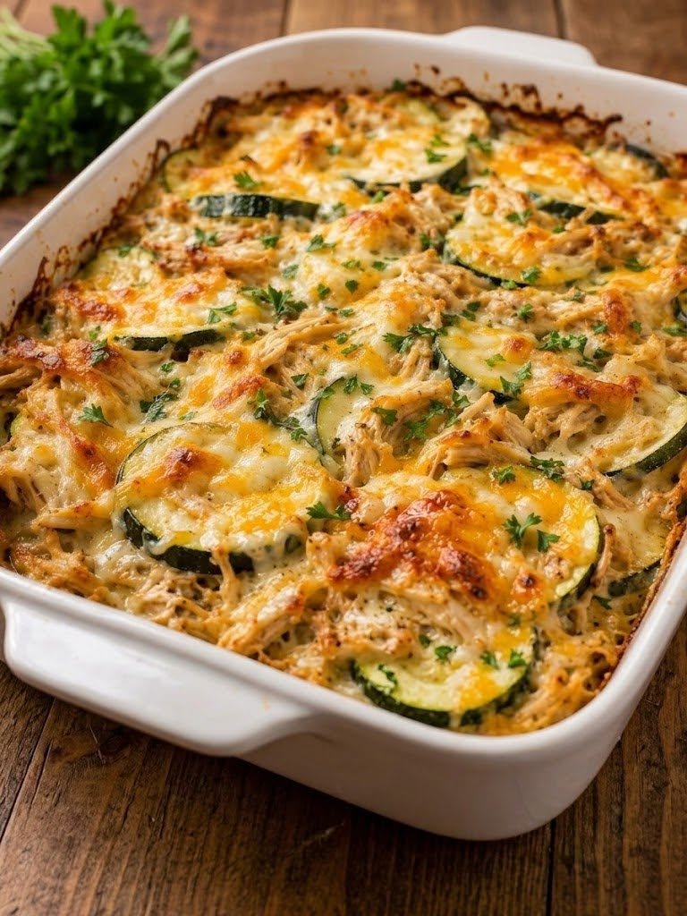 Roasted Chicken with Zucchini on the Rotisserie — pulled chicken, tender zucchini, and melted cheese baked like a cozy family dinner! 7 1
